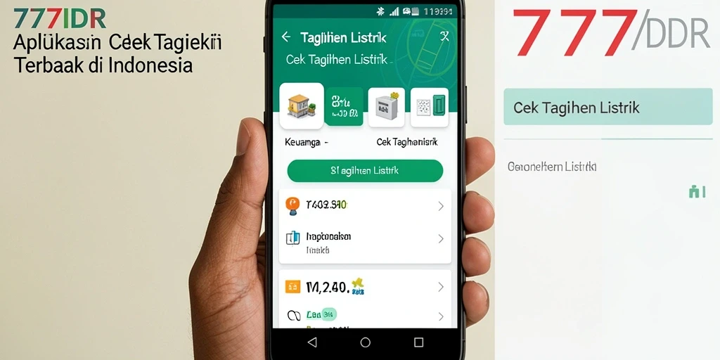 Antarmuka aplikasi 777IDR untuk cek tagihan listrik.
