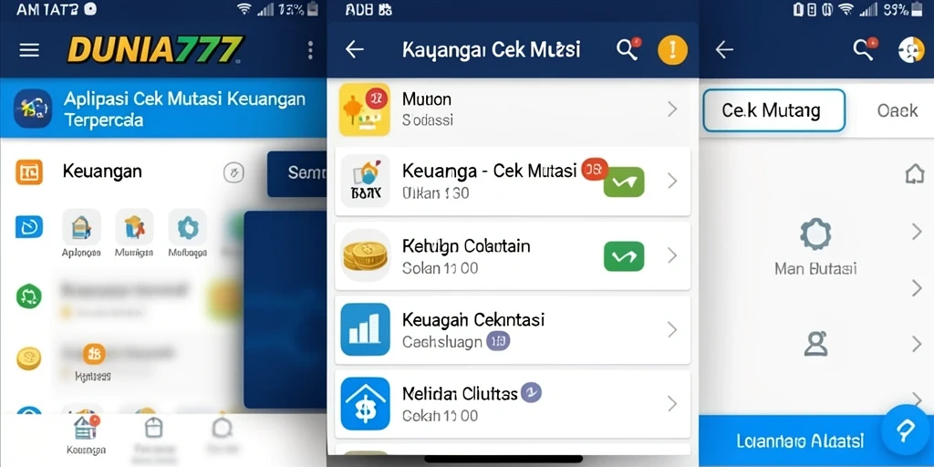 Tampilan antarmuka utama DUNIA777 untuk cek mutasi keuangan.
