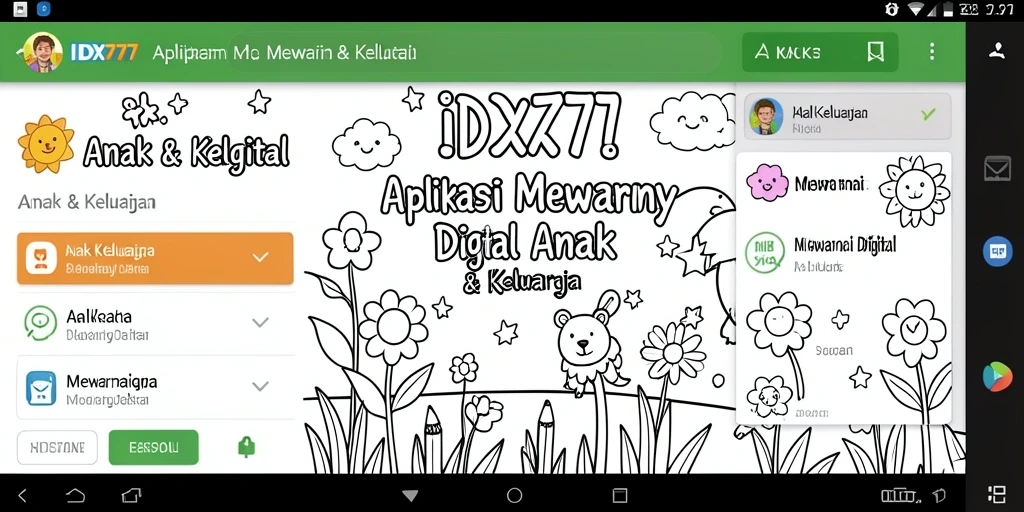 Antarmuka aplikasi Mewarnai Digital IDX777 yang menarik dan interaktif.